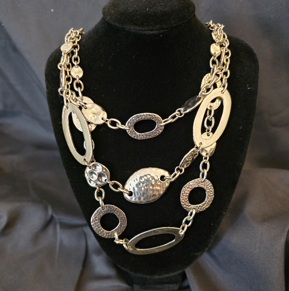 Gold-tone multi-strand statement necklace